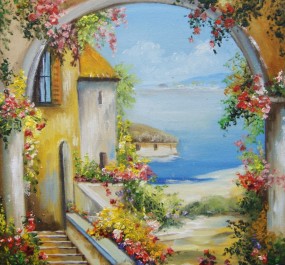 Картина "Цветы у моря"