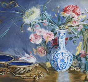 Картина "Натюрморт со шкатулкой и букетом цветов"