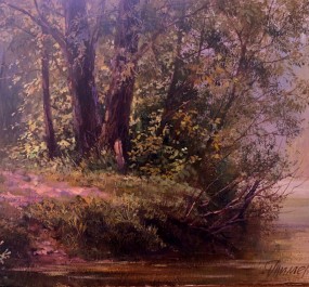 Картина "Утро на реке Сумка"