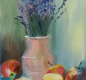 Картина "Лаванда и яблоки"