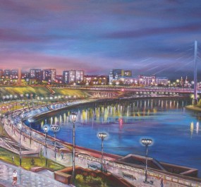 Картина "Летний вечер на реке Тура"