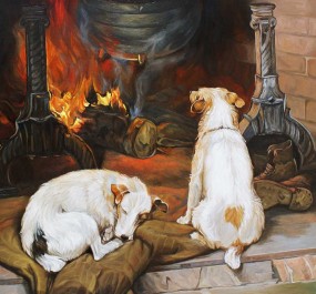 Картина "Собаки у камина"