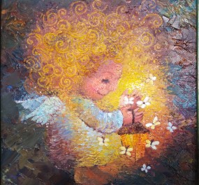 Картина "ангел с фонариком"