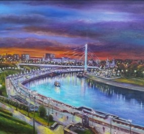 Картина "Вечер на реке Тура"