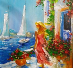 Картина "Прогулка у моря 1"