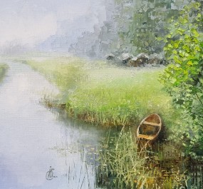 Картина "Пейзаж с лодкой"