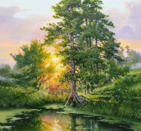 Картина "Вечер у пруда"