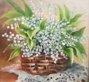 Картина "Ландыши в корзинке"