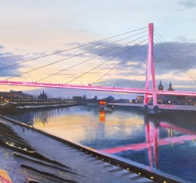 Картина "Тюмень.Мост влюбленных.Вечер"