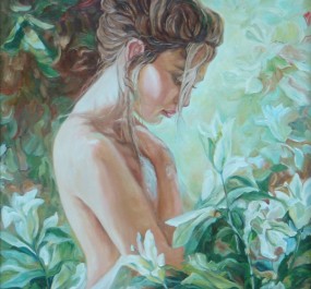 Картина "Девушка в лилиях"