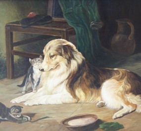 Картина "Собака и котята"