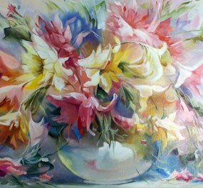 Картина "Лилии в вазе"