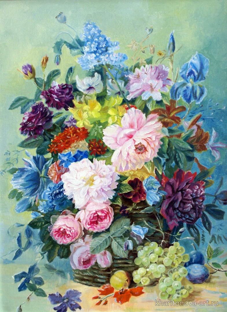 Картина Садовые цветы и фрукты - Галерея искусств Альбины Харитоновой